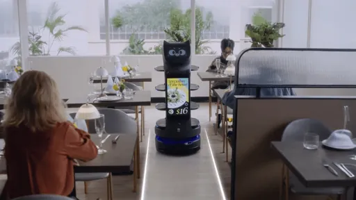 Service robot delivering to guests in a restaurant